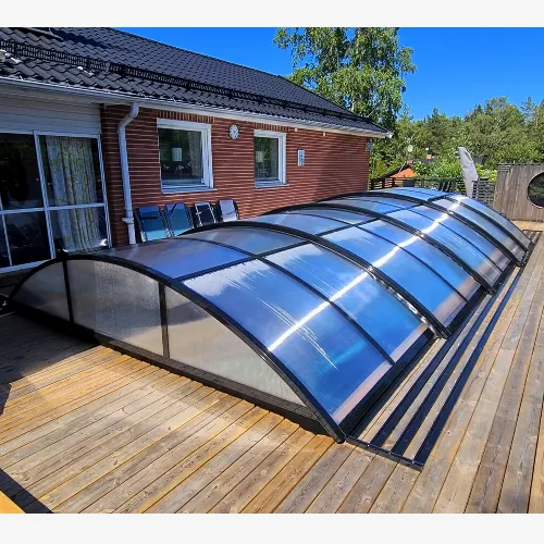 Pooltak 4x8m med sidodörr | Solid polykarbonat 4mm | Svart