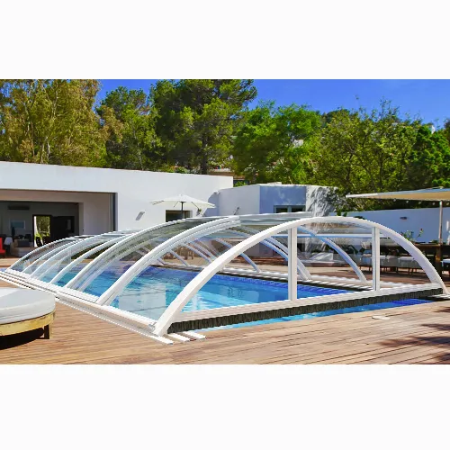 Pooltak 4x8m med sidodörr | Solid polykarbonat 4mm | Aluminium